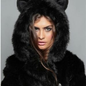 Elegant Black Faux Fur Women's Coat